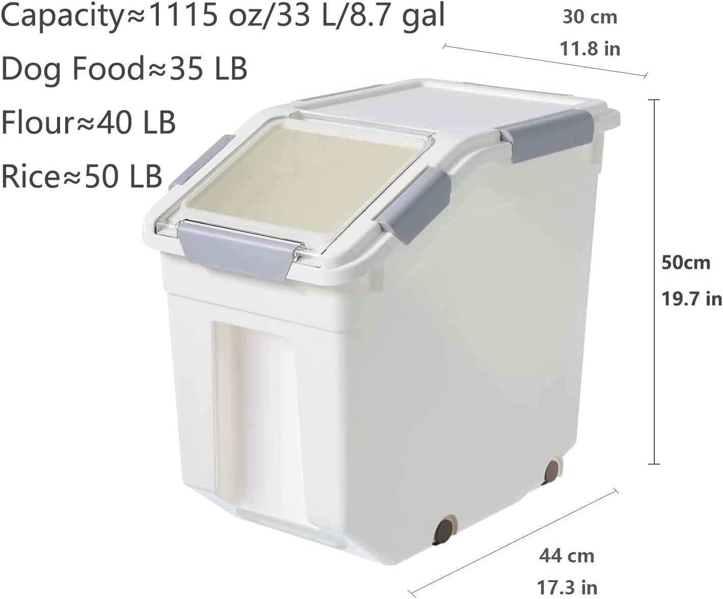 2 Pack Airtight Flour Storage Container With Scoop,Dry Food, Sugar, Baking Supplies,Rice Container Set -BPA Free- Pet Food Storage Container,Dog Cat Birds Food Bin(50LB)