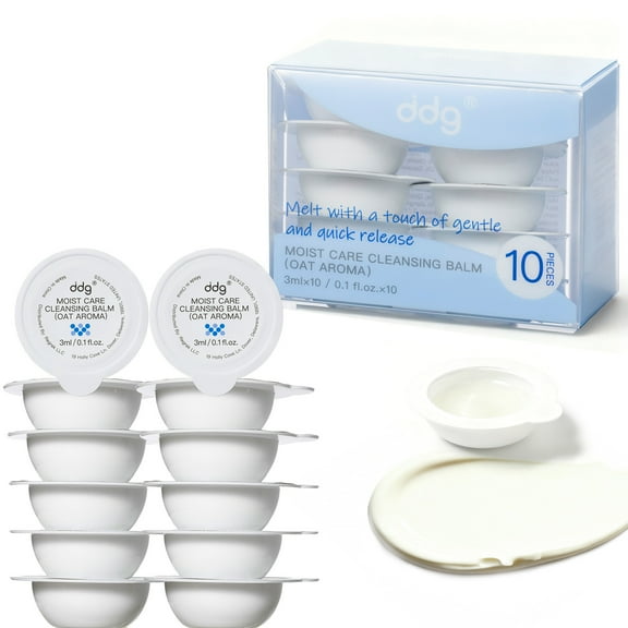ddg Travel Size Makeup Remover Balm for Sensitive Skin,Vegan Hydrating Formula with Natural Plant Oils, 3ml Each,10-Pack