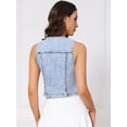 thumbnail image 3 of DARING DIVA Women's Sleeveless V Neck Button Down Cropped Denim Vest XS Light Blue, 3 of 6