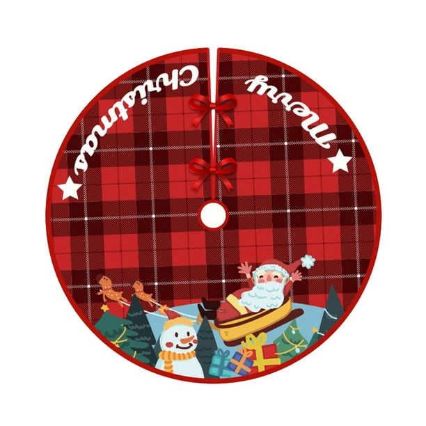 Txlixc Falda de árbol de Navidad de 35 pulgadas, alce de dibujos animados / almohadilla de Navidad de impresión de copo de nieve Txlixc moda