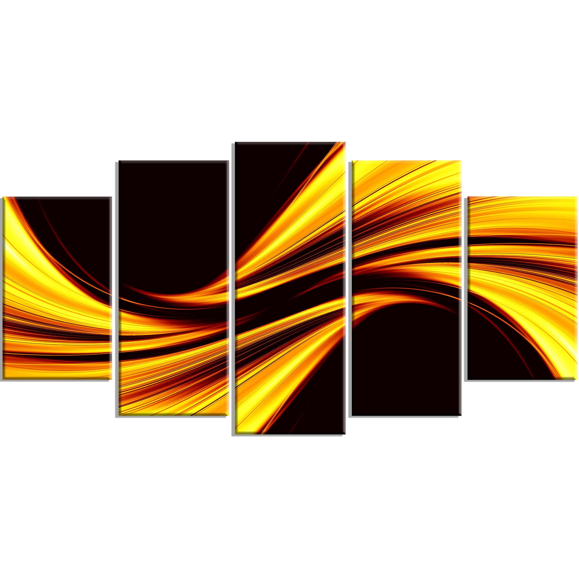 DESIGN ART Mellow Yellow' Gallery-wrapped Canvas Gallery Wrapped Canvas Print- 60W X 32H- 5 Panels