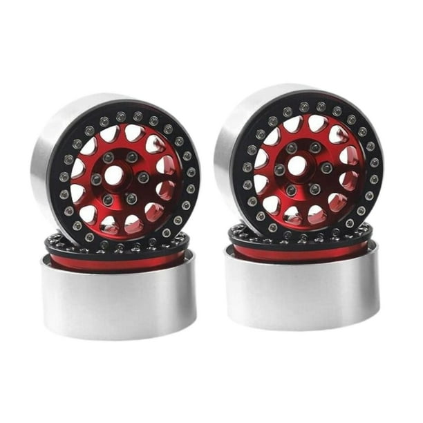 4 piezas RC ruedas y neumáticos de aleación de 1,9 pulgadas para 1/10 SCX10 camión RC Crawler Car rojo