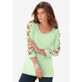 thumbnail image 2 of Roaman's Women's Plus Size Ultimate Lattice Sleeve Tee, 2 of 6