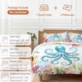 thumbnail image 6 of 3 Piece Octopus Coastal Duvet Cover Set Twin Size, Microfiber Comforter/Quilt Cover with Corner Ties and 2 Pillowcases, Blue Nautical Summer Beach Ocean All Season Soft Bedding with Zipper Closure, 6 of 8