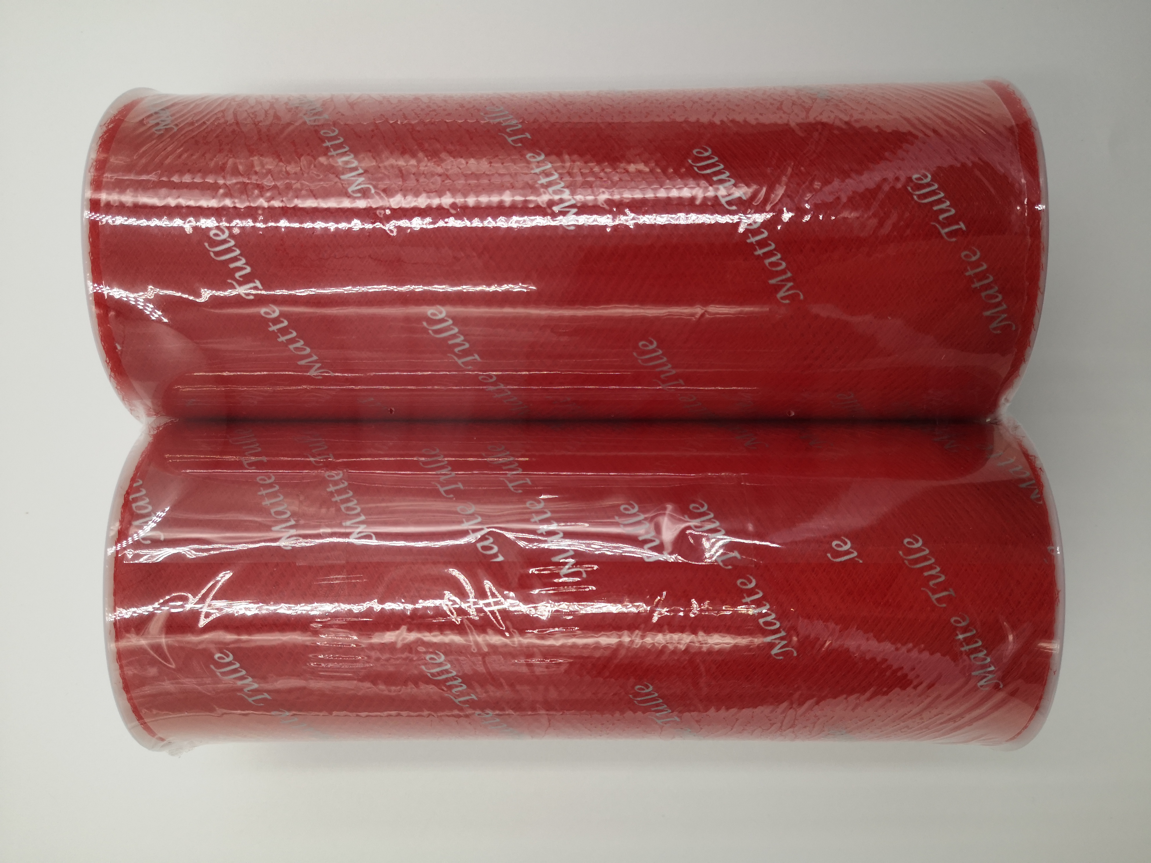 (2 pack) Fuzhou Unbrand 6inch 25Yd Red Matte Tull Fabric,100% Polyester, by the Bolt