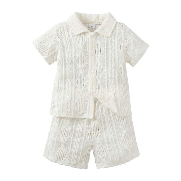 KIMI BEAR 4T Toddler Boys Outfit Set 5T Child Boy Summer Clothing Short Sleeves Button Shirt Top Solid Colot Shorts 2pcs Clothes Casual Wear Apricot