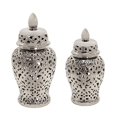 thumbnail image 3 of Sagebrook Home Ceramic 18" Cut-Out Temple Jar, Shiny Silver, 3 of 3