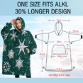 thumbnail image 4 of Oversized Wearable Blanket Hoodie,Green Christmas Snowflake Pattern Sherpa Blanket Hoodie with Super Pockets,Super Warm Fuzzy Pullover for Women & Men, 4 of 6