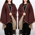 thumbnail image 1 of Poncho De Cárdigan De Lana Chaqueta De Punto Suéter Chal Cálido Regalo De Navidad Para Mujer Señora marrón Baoblaze Shawl Wrap for Women, 1 of 4