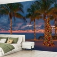 thumbnail image 2 of Peel and Stick Wallpaper Palm Tree Christmas Tropical Beach Palm Trees Ocean Sunset Christmas Modern Art Wall Mural Decor Self Adhesive and Removable 69in x 98in, 2 of 8