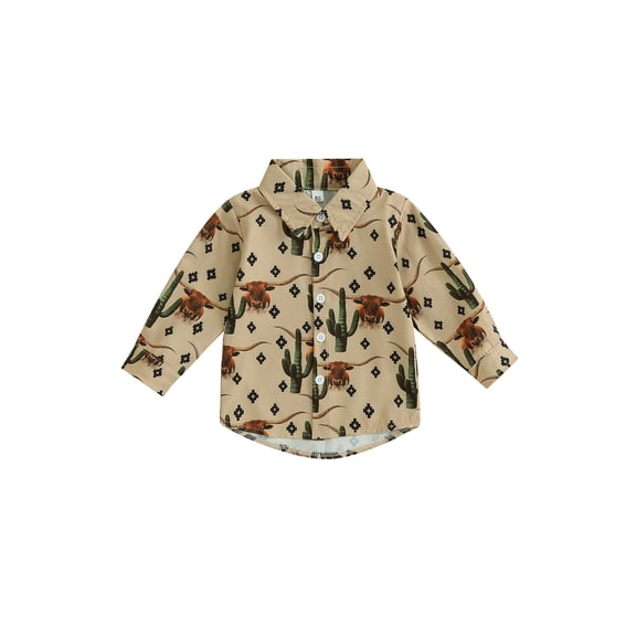 Bagilaanoe Toddler Baby Boys Casual Shirt Long Sleeve Print T-shirt Tops 6M 12M 18M 24M 3T 4T Kids Spring Autumn Clothes