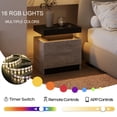 thumbnail image 4 of Cubehom Nightstand LED Bedside Table with 2 Drawers Modern Wood for Adults Bedroom Room Grey, 4 of 5