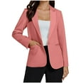 thumbnail image 2 of Fanxing Womens Casual Blazers One Button Dressy Suit Jackets Long Sleeve Open Front Outwear with Pockets Fall Outfits Pink L, 2 of 6