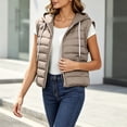 thumbnail image 4 of Cmfcve Womens Plus Size Zip up Puffer Vest Hooded Sleeveless Padded Jacket Coat Solid Winter Warm Outwear, 4 of 9