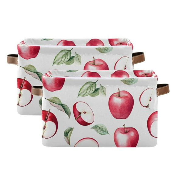 Ryvnso Apples Pattern Storage Basket Large Bin Foldable Boxes Toys Organizer 14.2x10.2x8.3in 2 PCs