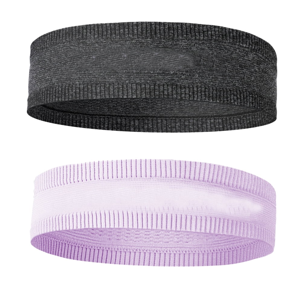 Workout sweatbands for Women Head,Sport Hair Bands for Women's Hair Non  Slip,Moisture Wicking Headband for Running,Deep gray+purple,Deep