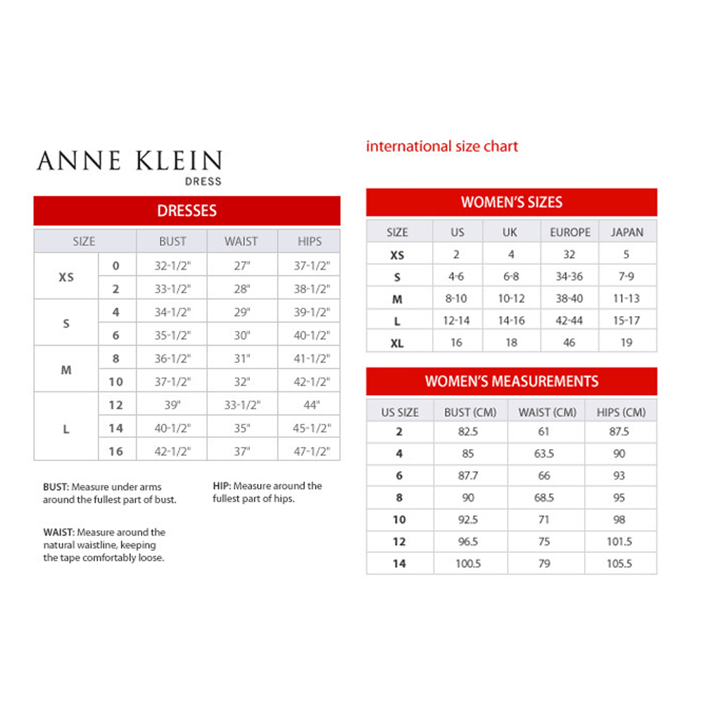 anne klein size chart petite