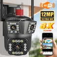 thumbnail image 2 of HD 8MP PTZ WiFi 4K  Camera 6K 12MP Three Screens 8X Zoom Security Protection Motion Human Detection Outdoor IP CCTV Survalance (6K 12MP No Card,UK Plug), 2 of 7
