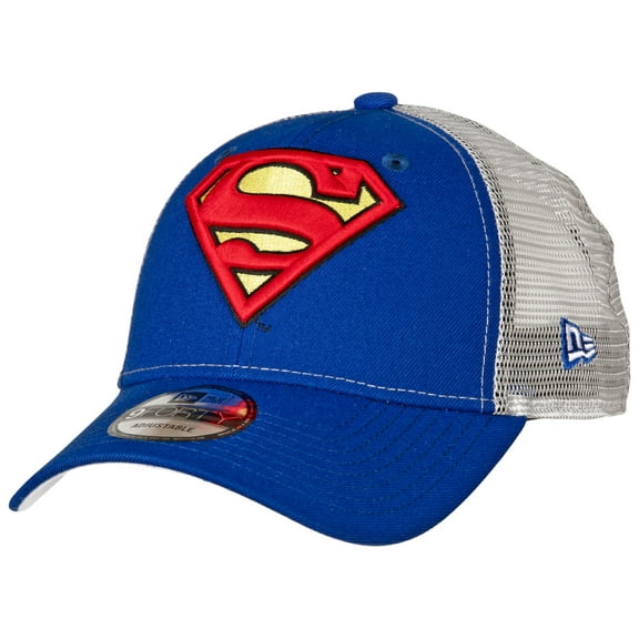 Superman 819306 Symbol Trucker New Era 9Forty Adjustable Hat, Blue & Grey