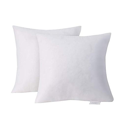 Acanva Decorative Throw Pillow Inserts for Sofa, Bed, Couch and Chair, Square Euro Sham Form Stuffer with Premium Polyester Microfiber, 2 Count (Pack of 1), White