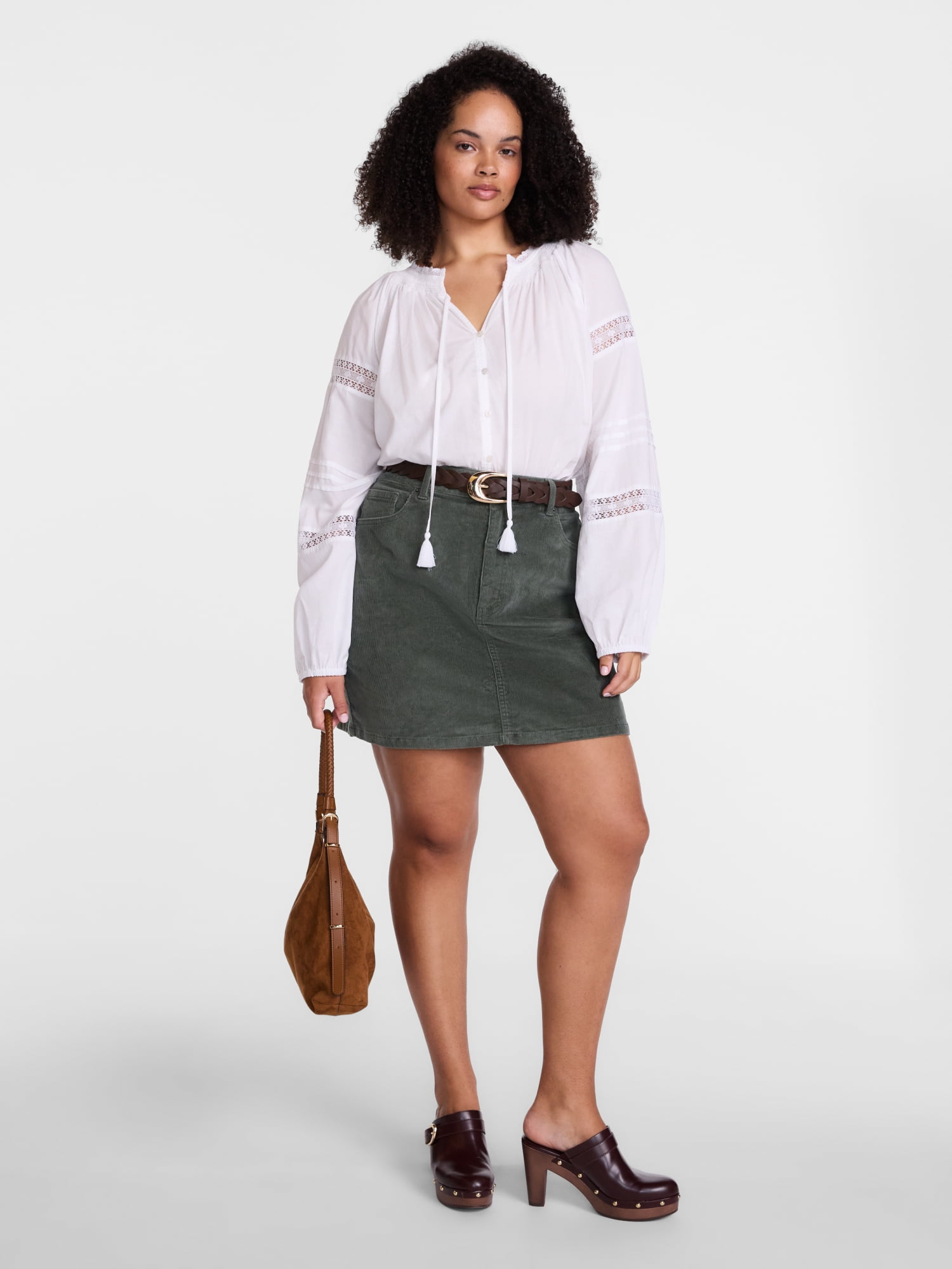 Scenario Women's and Women's Plus Corduroy Mini Skirt, 17" Length, Sizes 0-28