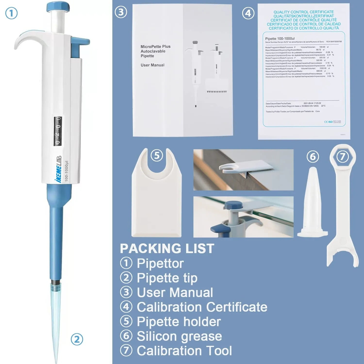 Laboratory Pipette Adjustable Single Channel Digital Micropipette With Pipette Tips , High-Accurate