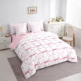 thumbnail image 3 of Manfei Cute Bowknot Bedding Sets Twin Size,Girls Ribbon Bow Comforter Sets with Sheets,Pink White Bed in a Bag Twin Size For Girl,Breathable Bedroom Decor Reversible,7-Piece, 3 of 7