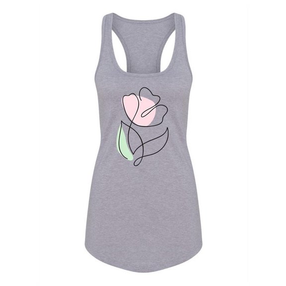 Line Art Flower Racerback Tank Women -Image by Shutterstock, Female x-Small