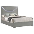 thumbnail image 2 of Ivon Queen Size Bed, 3D Embossed LED Headboard, Gray Solid Hardwood, 2 of 5