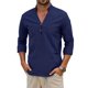 thumbnail image 2 of Ceisia Men's Relaxed Fit Long Sleeve Henley Shirt Solid Color Cotton-Linen Look Casual Top Navy S Gifts, 2 of 8