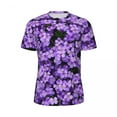 thumbnail image 5 of Gym T Shirt For Couple Violet Flower Print T-Shirts Novelty Purple Floral Summer Tee Shirt, 5 of 5