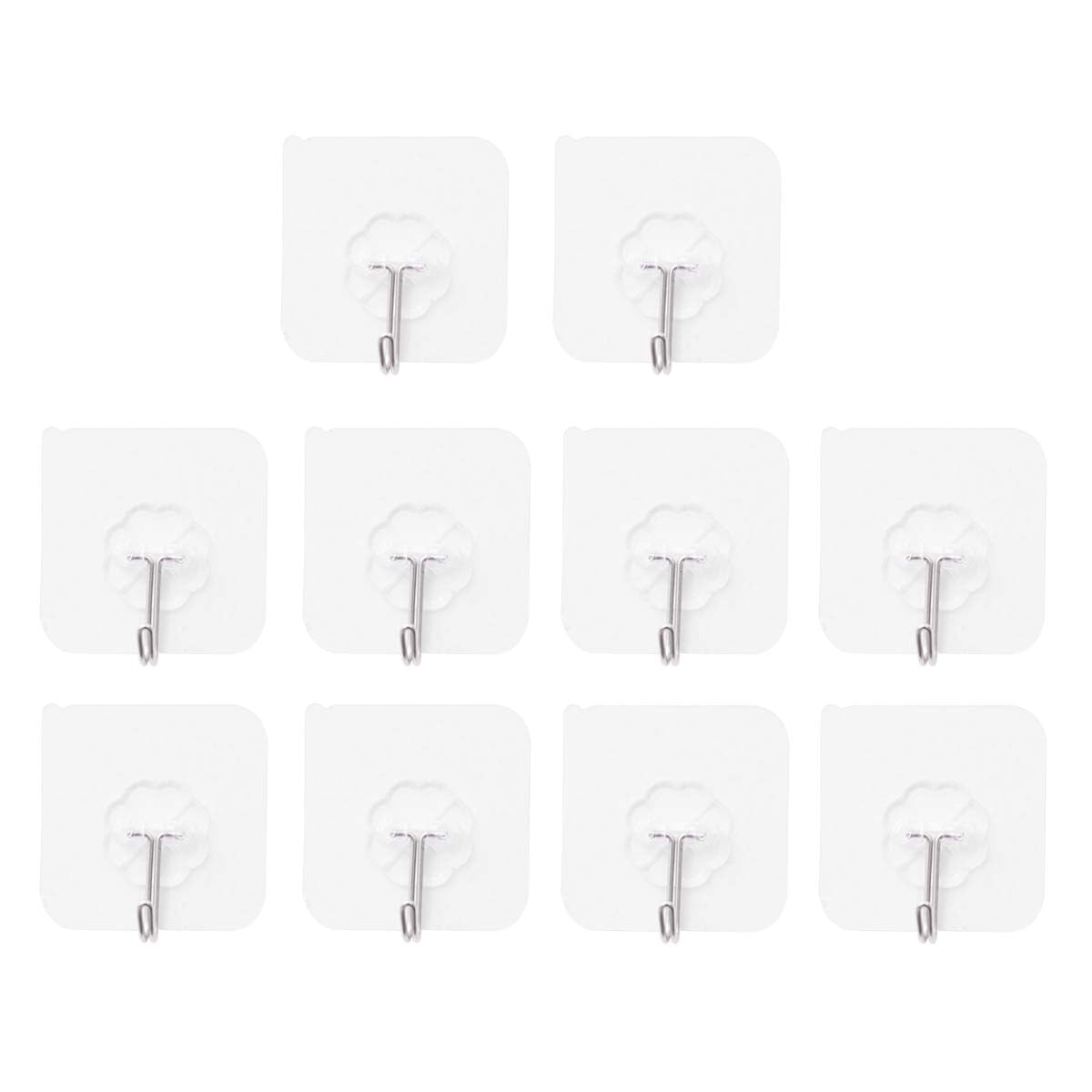 14pcs 6x6cm Selfadhesive Wall Hooks Heavyduty Clear Wall Hanger for