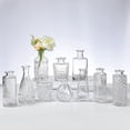 thumbnail image 1 of Juego de 10 Floreros Decorativos para Mesa de Vidrio Transparente con Relieve Clásico – Jarrones Pequeños para Centro de Mesa, Bodas y Hogar – Hechos a Mano, Ideal para Flores Secas y Pequeñas, 1 of 4