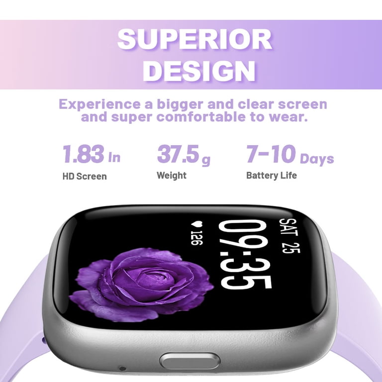 TOOBUR Smart Watch for Women, 1.83" Lilac photo 3