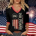 thumbnail image 2 of WERYOUNG Patriotic Graphic T Shirt For Women V Neck 3/4 Sleeve Tee 250th Anniversary Celebration T-Shirts Stylish Top L, 2 of 4