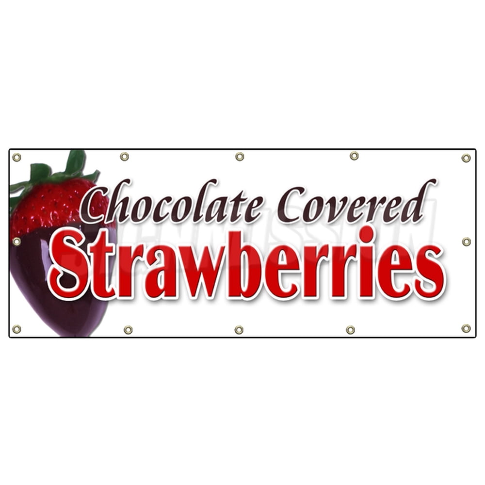 48"x120" CHOCOLATE COVERED STRAWBERRIES BANNER SIGN candy dipped strawberry