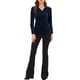 thumbnail image 2 of INSPIRAR CHIC Blusa de terciopelo de mujer con cuello en V y mangas largas S azul marino, 2 of 6