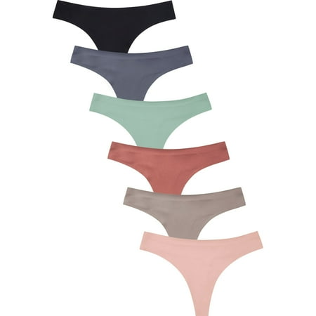

247 Frenzy Women s Essentials Mopas PACK OF 6 Laser Cut No Show Seamless Solid Thong Panty