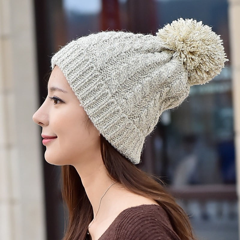 Women Pompon Crochet Beret Beanie Ball 