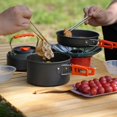 thumbnail image 4 of Queroig 10Pcs/Set Camping Cookware Kit with Folding Pan Pot Kettle Spoon Bowl 2-3 Person Outdoor Backpacking Hiking Portable Non-stick Alumina Cookware, 4 of 8