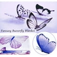 thumbnail image 4 of Butterfly Blanket Throw, Purple Butterfly Gifts for Women Girls, Elegant Watercolor Pink Lightweight Purple Flannel Plush Blanket, Butterflies Decor Stuff, 50x60 inch, 4 of 6