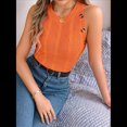 thumbnail image 4 of Camiseta Sin Mangas de Verano para Mujer, Estilo Suéter Informal de Punto Holgado, Acanalado, Sin Mangas Color Naranja M, 4 of 9