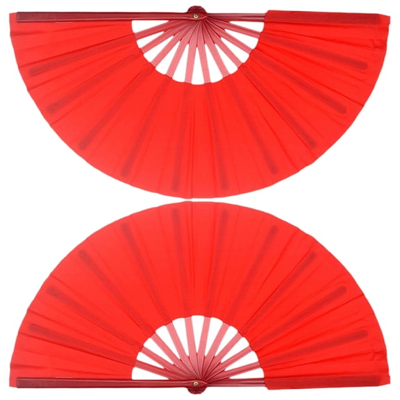 HEMOTON  2 Pcs Hand Fan Tai Chi for Performance Folding Lacquer Handheld Red