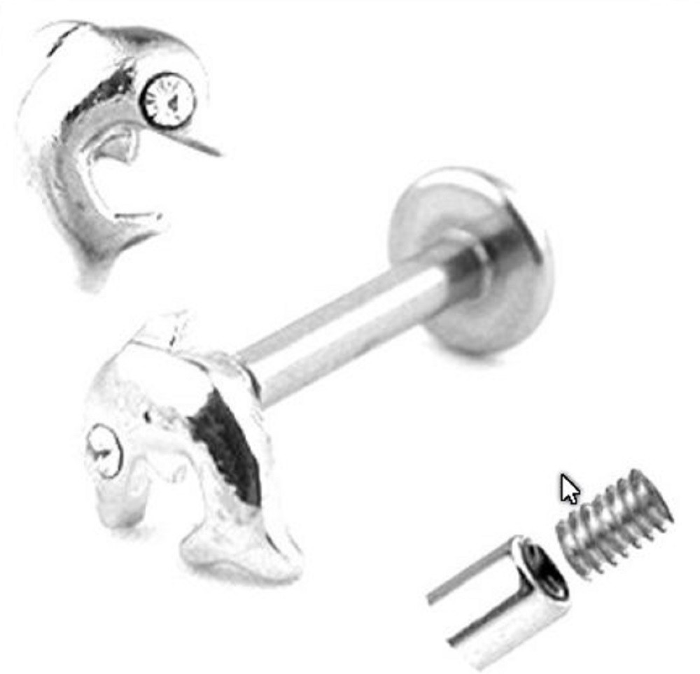 Dolphin Labret Monroe body jewelry piercing lip chin tragus [Jewelry]