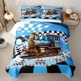 thumbnail image 2 of Castle Fairy Cool Steam Train Twin Quilt Set for Boys,Retro Locomotive Graphic Twin Coverlet Set for Bedroom,Blue, 2 of 7