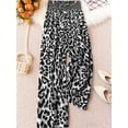 thumbnail image 4 of Women'S Leopard Print Wide Leg Pants Elastic Waist Casual Loose Fit Trousers Fashion Lounge Gray Leopard Print M, 4 of 7