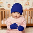 thumbnail image 2 of lnmuld Kids Winter Hat Solid Color Soft Lined Winter Hat and Mittens Set for Toddler Boys Girls Youth Cold Weather Size:2-8 Years, 2 of 4
