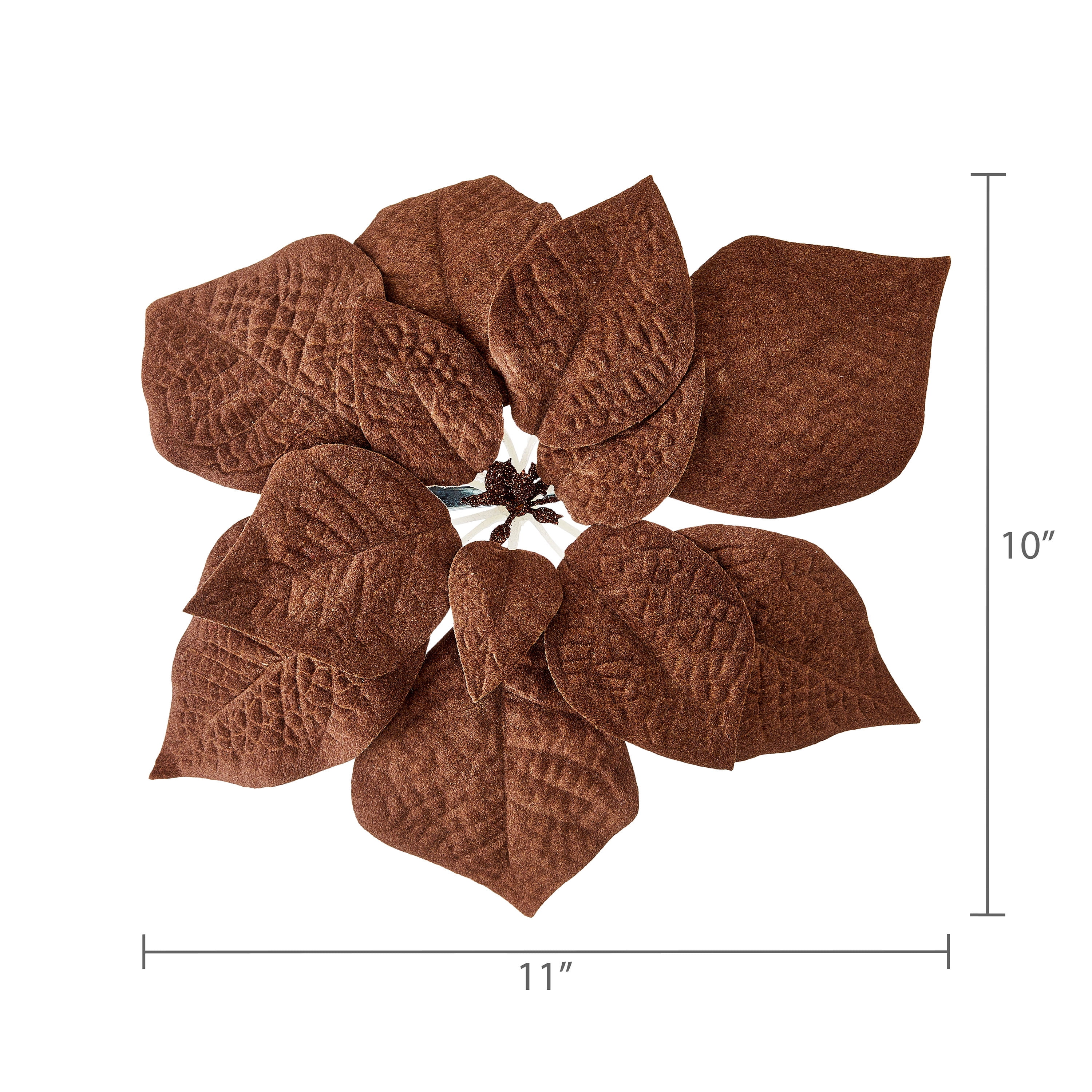 Poinsettia Christmas Clip Ornament, Brown, 11", by Holiday Time