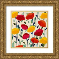 Schmitt, Carrie 15x15 Gold Ornate Wood Framed with Double Matting Museum Art Print Titled - Cheerful Poppies