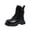 Black, variant on Abomasnow Kids Faux Leather Lace Up Ankle Boots Side Zipper Metal Rivet Hardware Decor Round Toe Thick Outsole Heel Pull Tab Short Boots for Boys Girls Outdoor Play And Fall Winter Daily Outfits